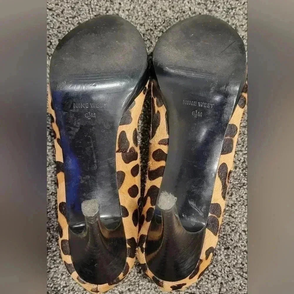 Nine West NW7PRISILLA Leopard print stiletto pumps, real fur, size 6.5M - Picture 10 of 10